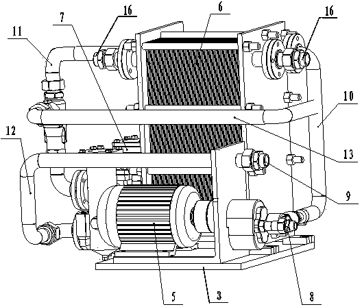 Lubricating oil cooling and filtering integrated device for single-stage high-speed centrifugal blower