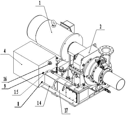 Lubricating oil cooling and filtering integrated device for single-stage high-speed centrifugal blower