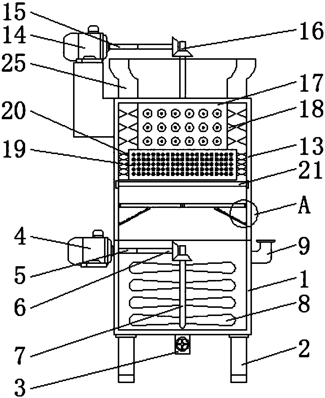 Crushing and mixing integrated device for recycling construction waste concrete