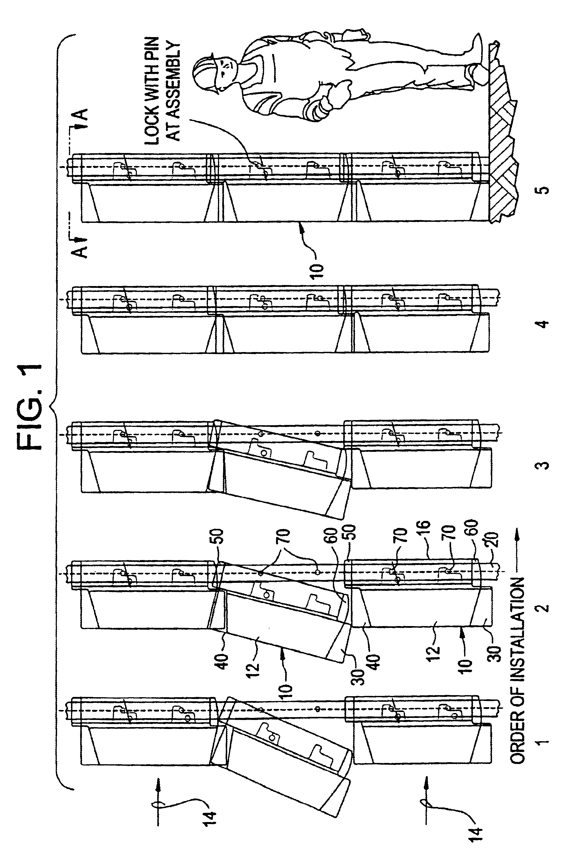 Impact type particle separator made of mutually inverted U-shaped elements