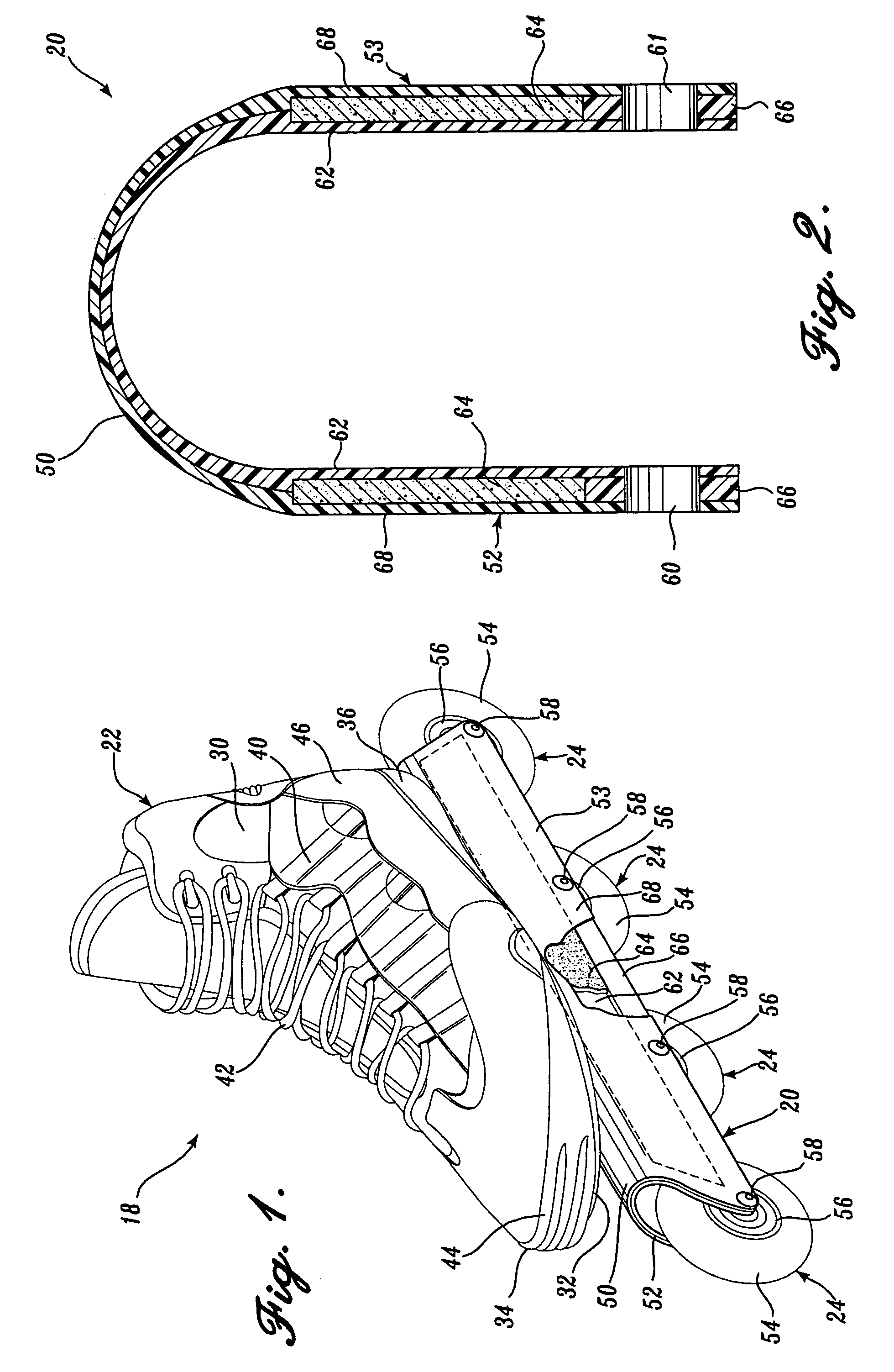 Foam core in-line skate frame