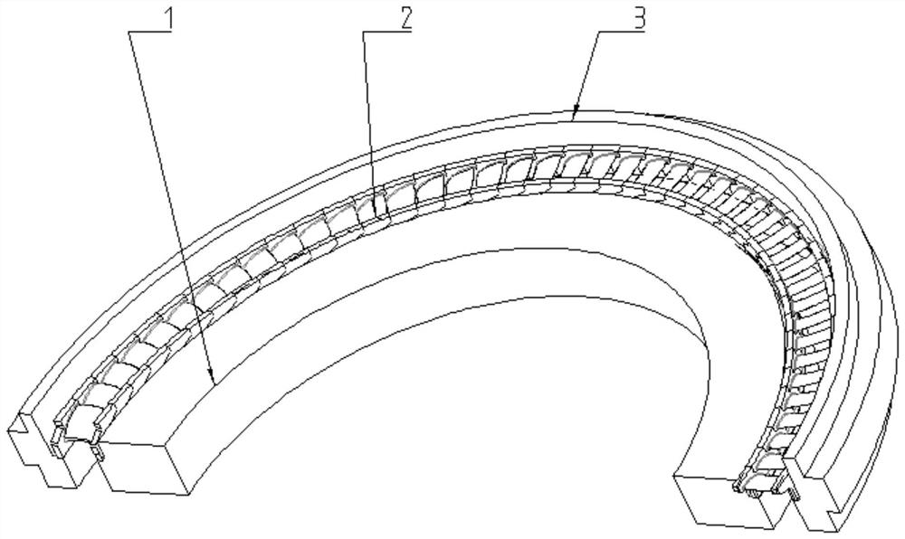 Full-circle assembling method for crown type grinding-fitting type partition plate of steam turbine