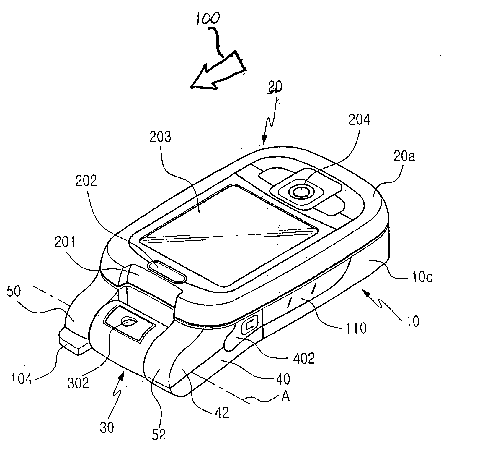 Sliding-type portable digital communication apparatus