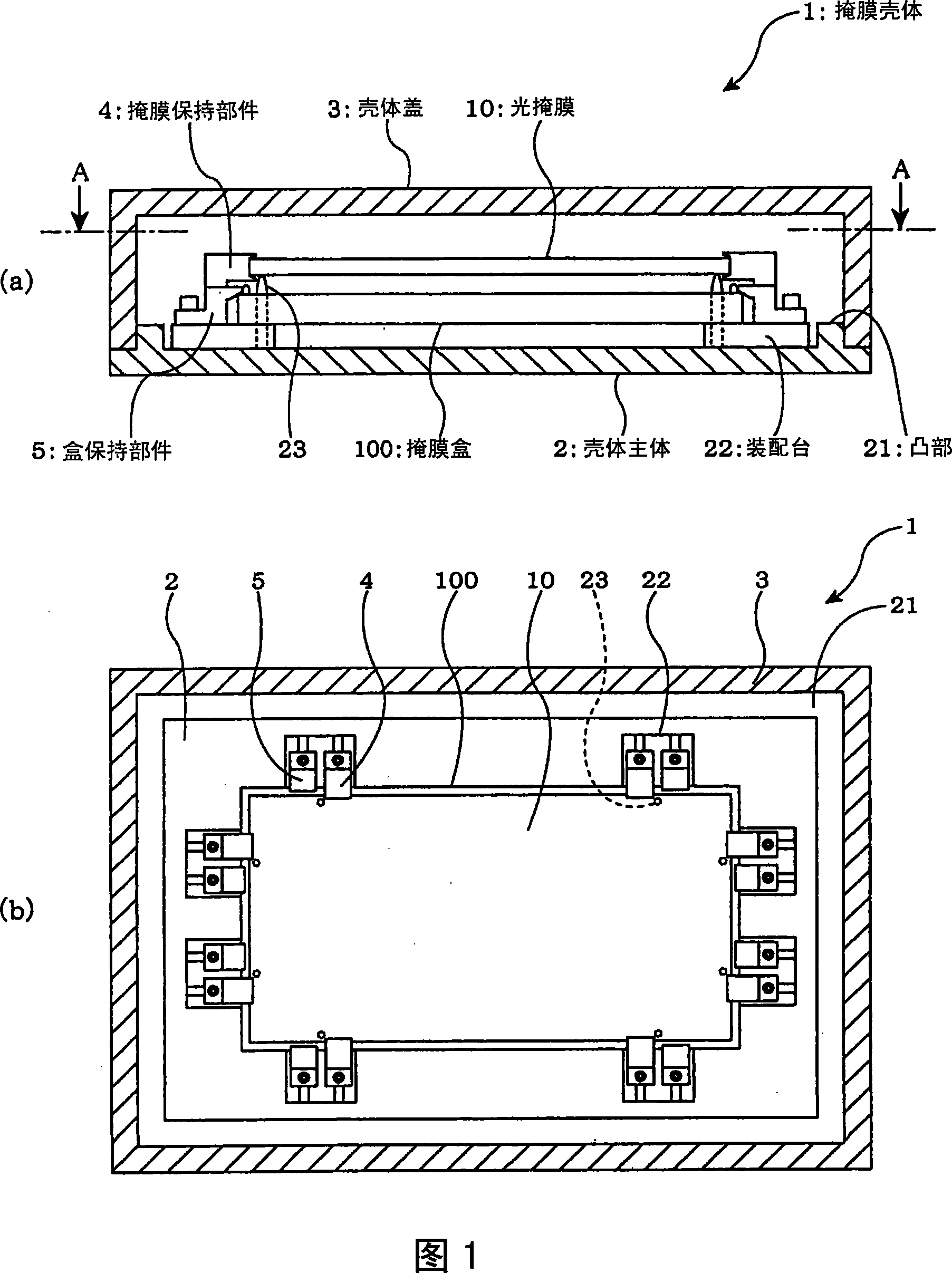 Mask shell, mask box, pattern trasscription mehod and method for manufacturing display device