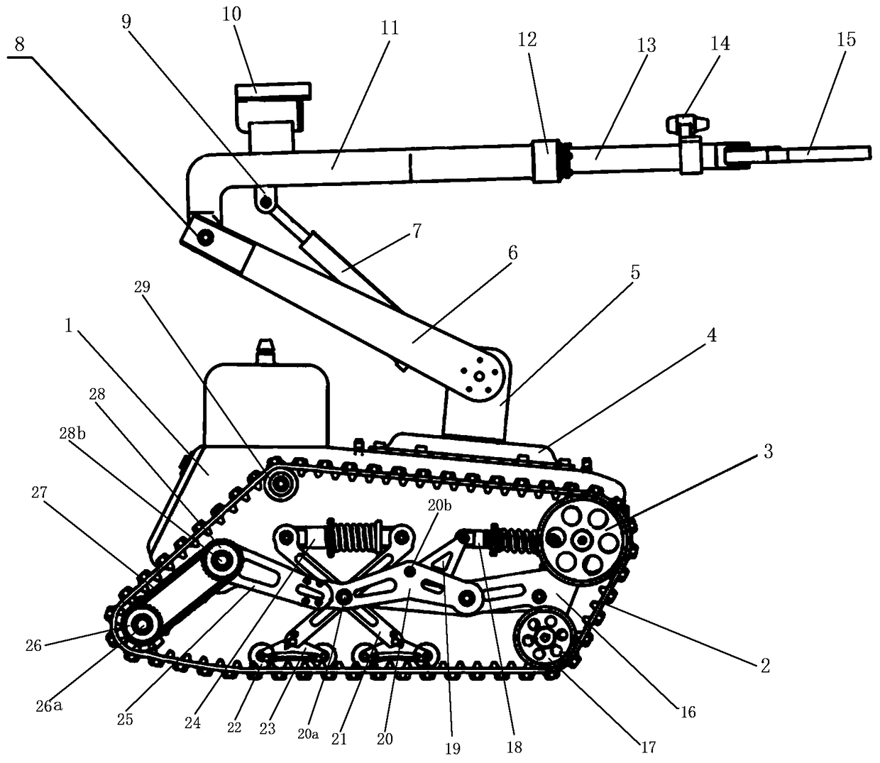 Crawler type fire extinguishing robot