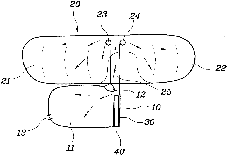 Integrated airbag device of motor vehicle