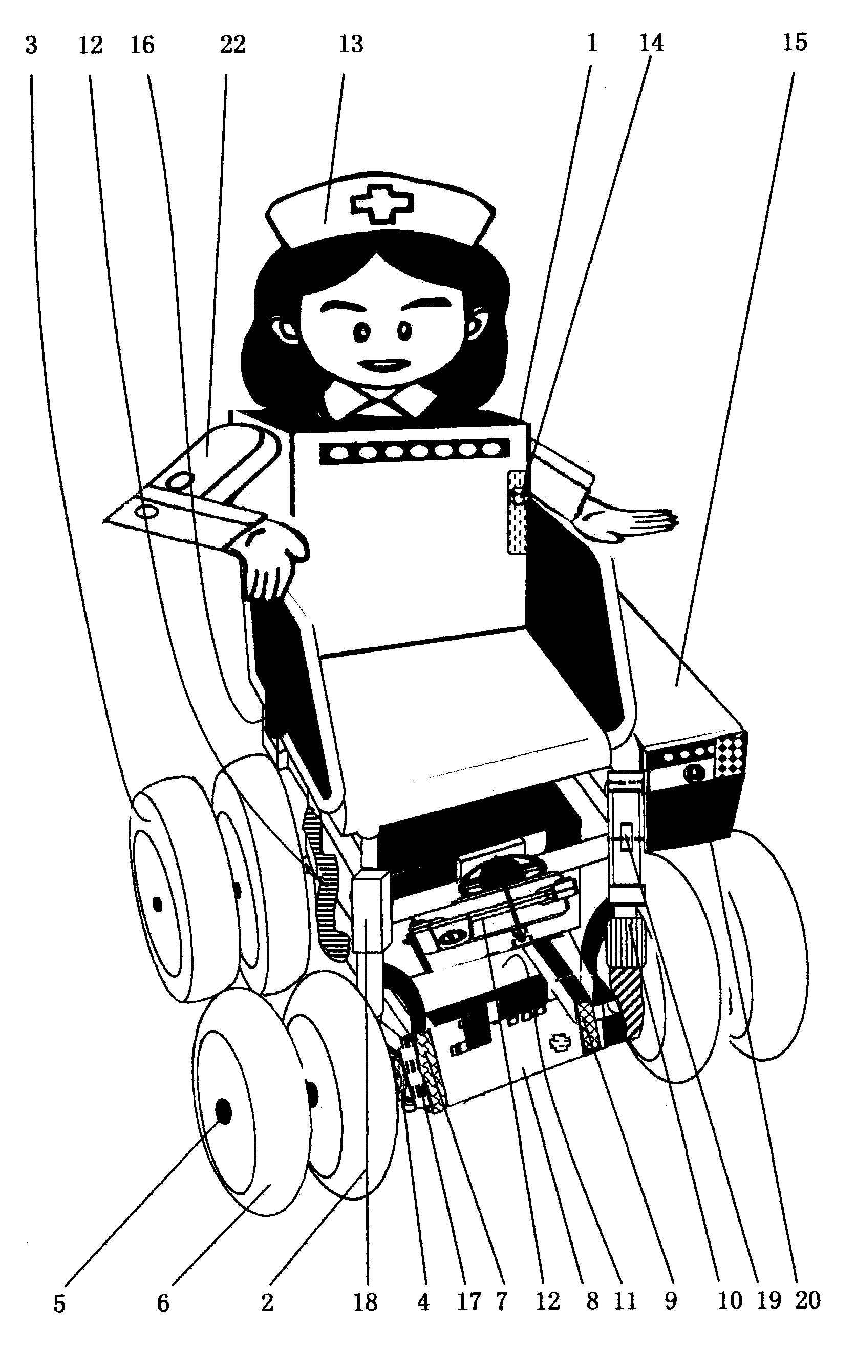 A wheelchair cart robot for the disabled with transmission remote control device