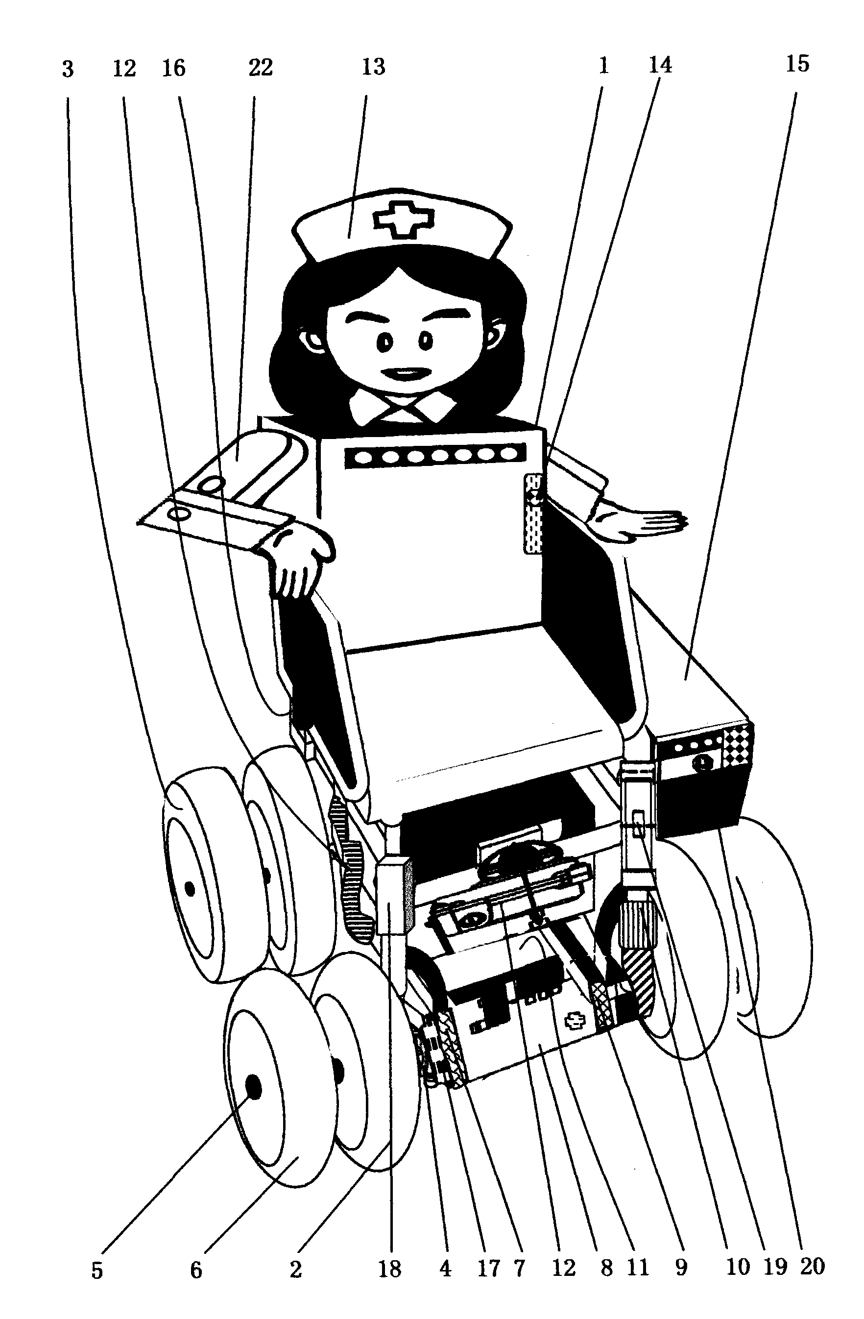 A wheelchair cart robot for the disabled with transmission remote control device