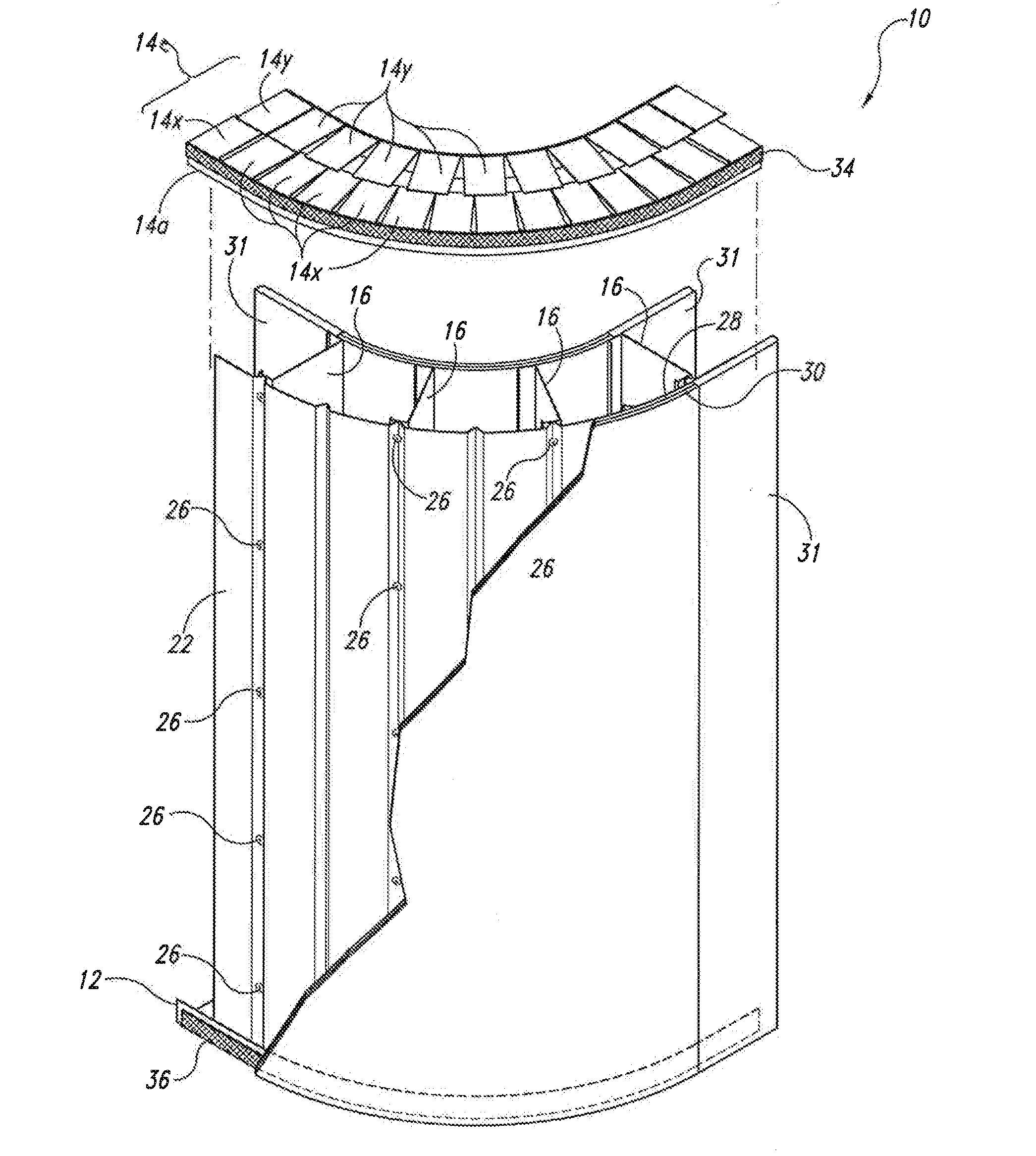 Fire rated radius wall structure