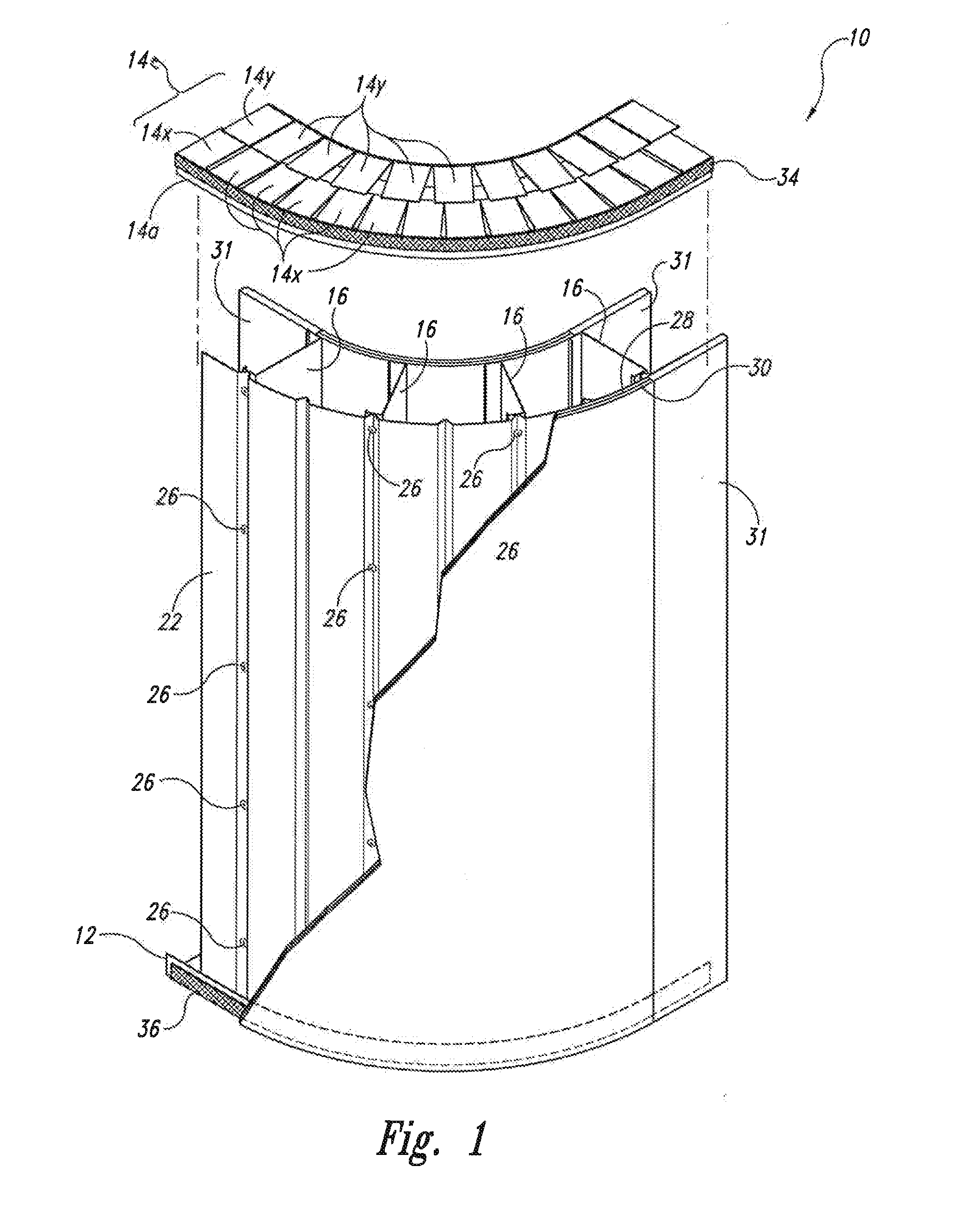 Fire rated radius wall structure