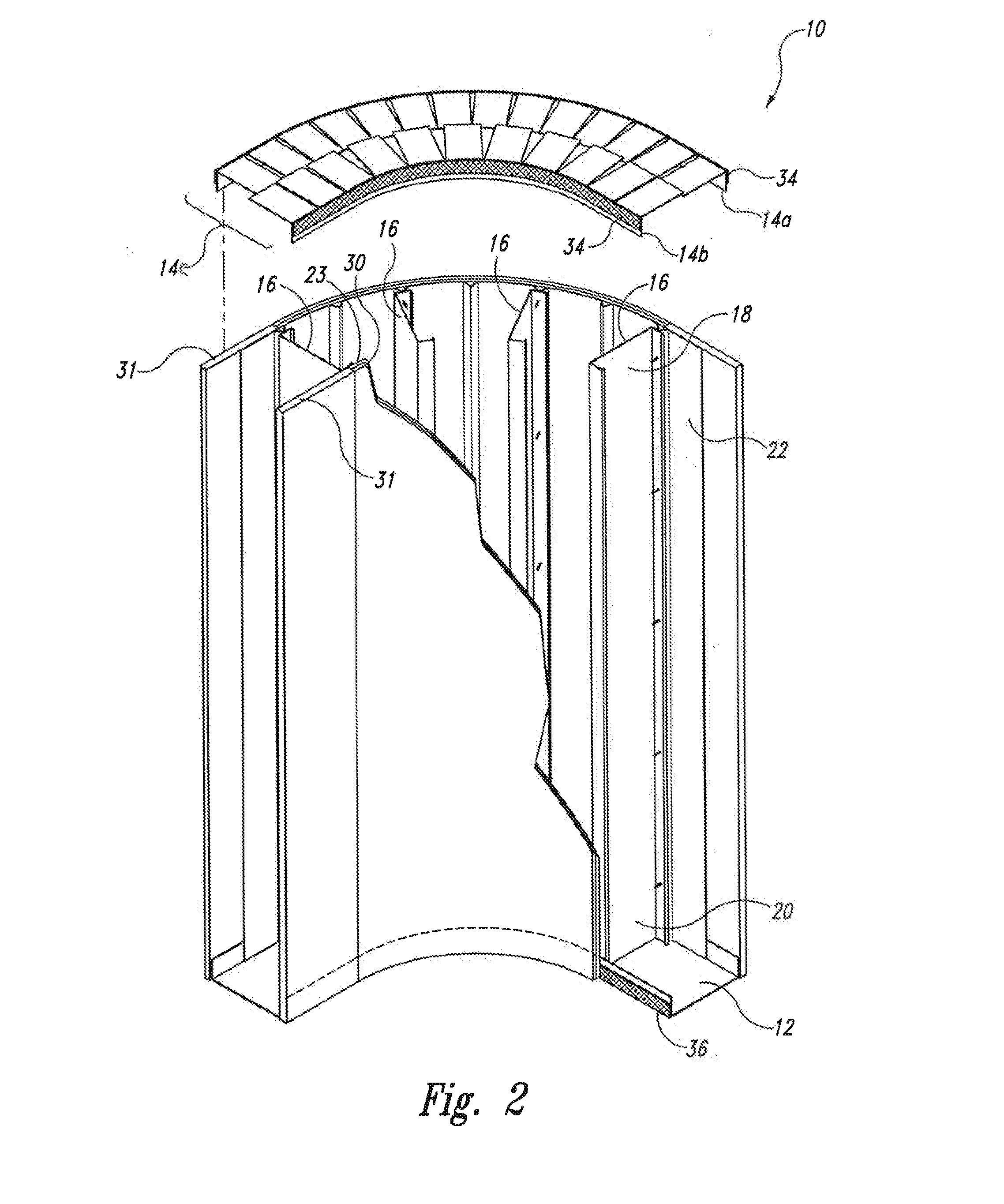 Fire rated radius wall structure