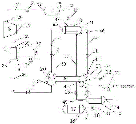 Efficient and energy-saving BOG (boil-off gas) recycling device