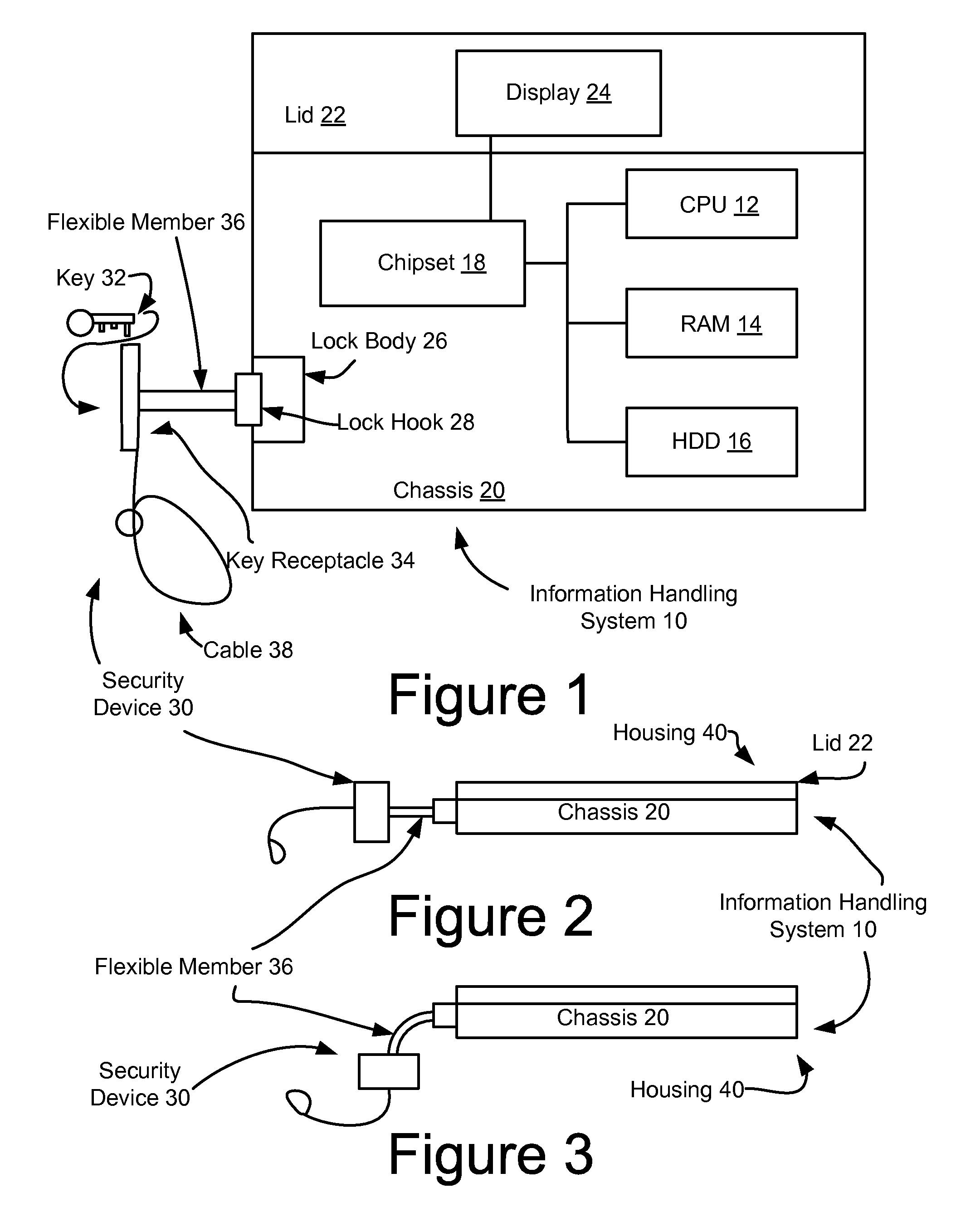 Information Handling System Flexible Security Lock