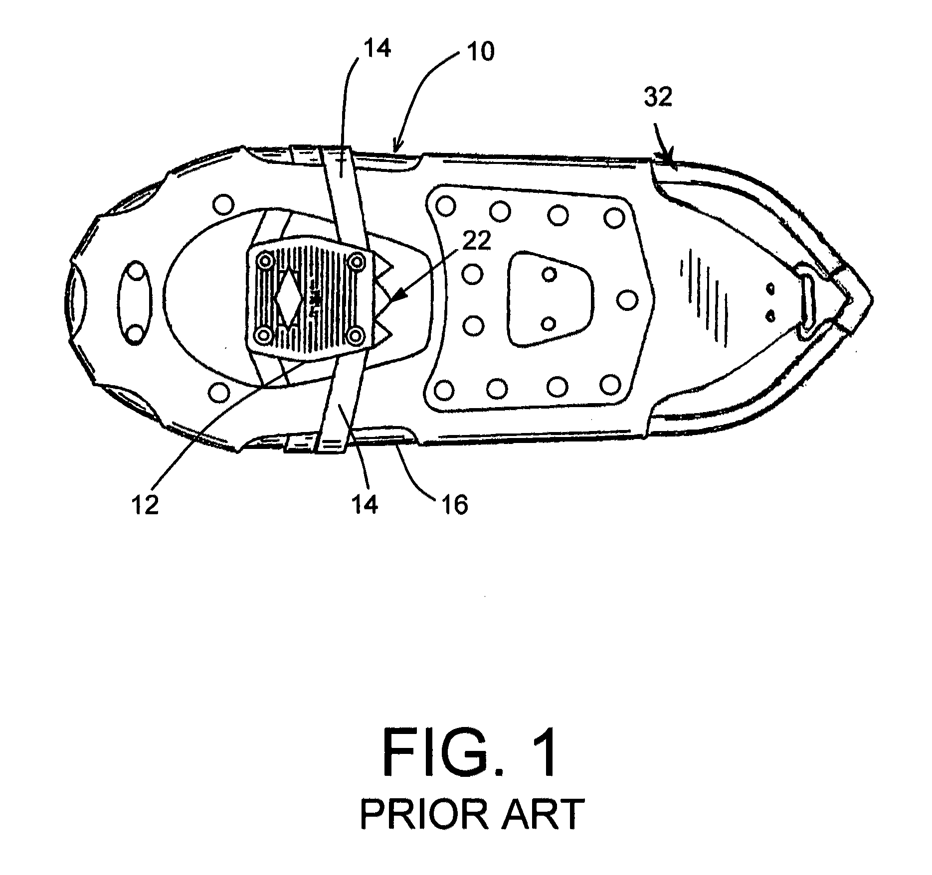 Snowshoe with forward frame support