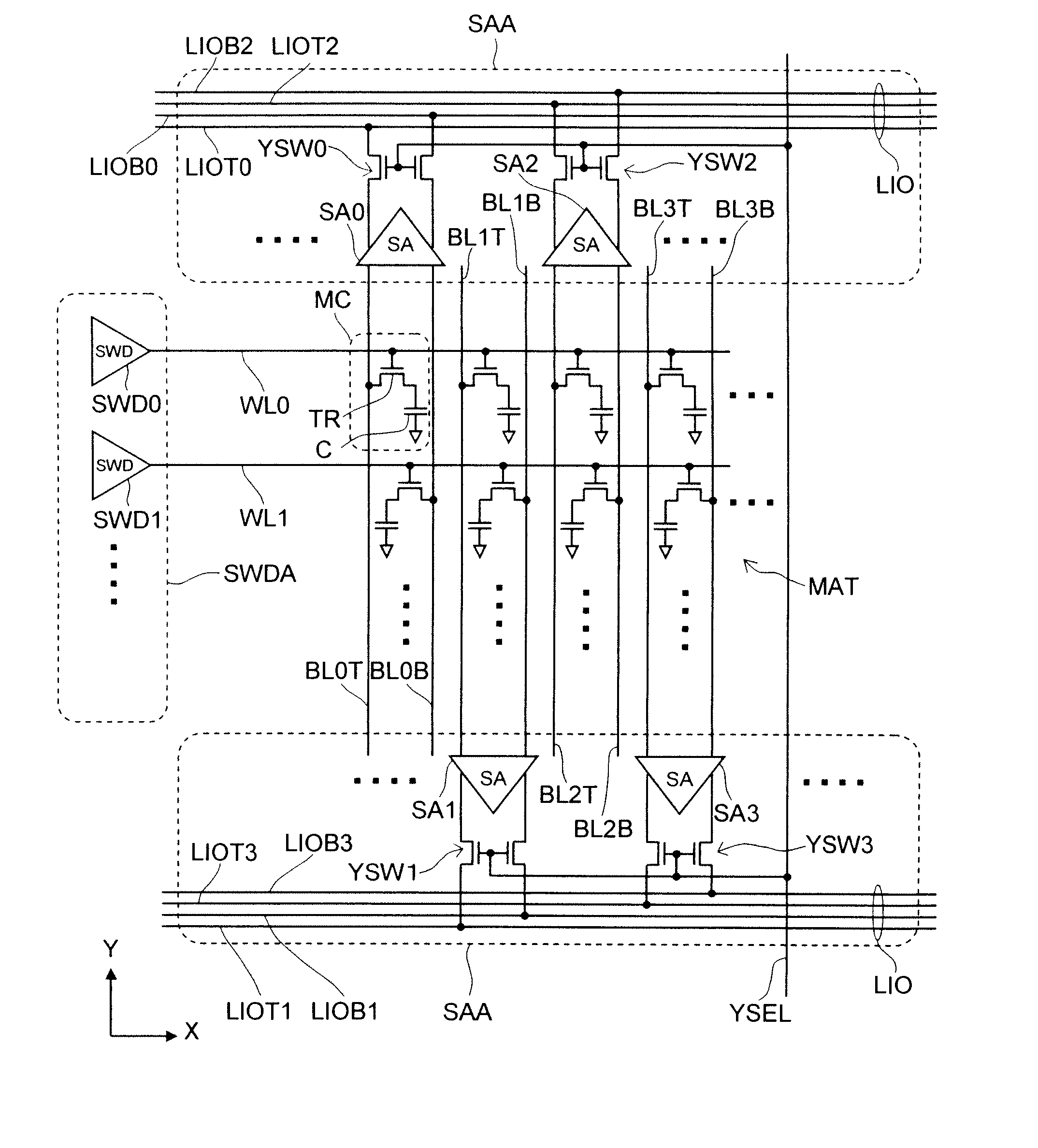 Semiconductor memory device and method with auxiliary I/O line assist circuit and functionality