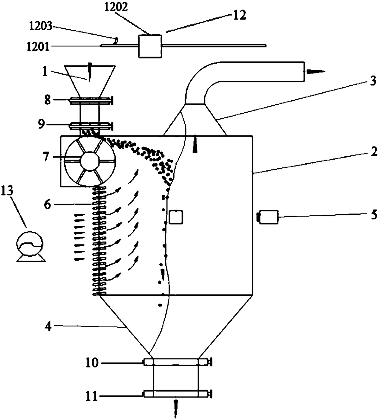 Material particle size online detector and detection method thereof