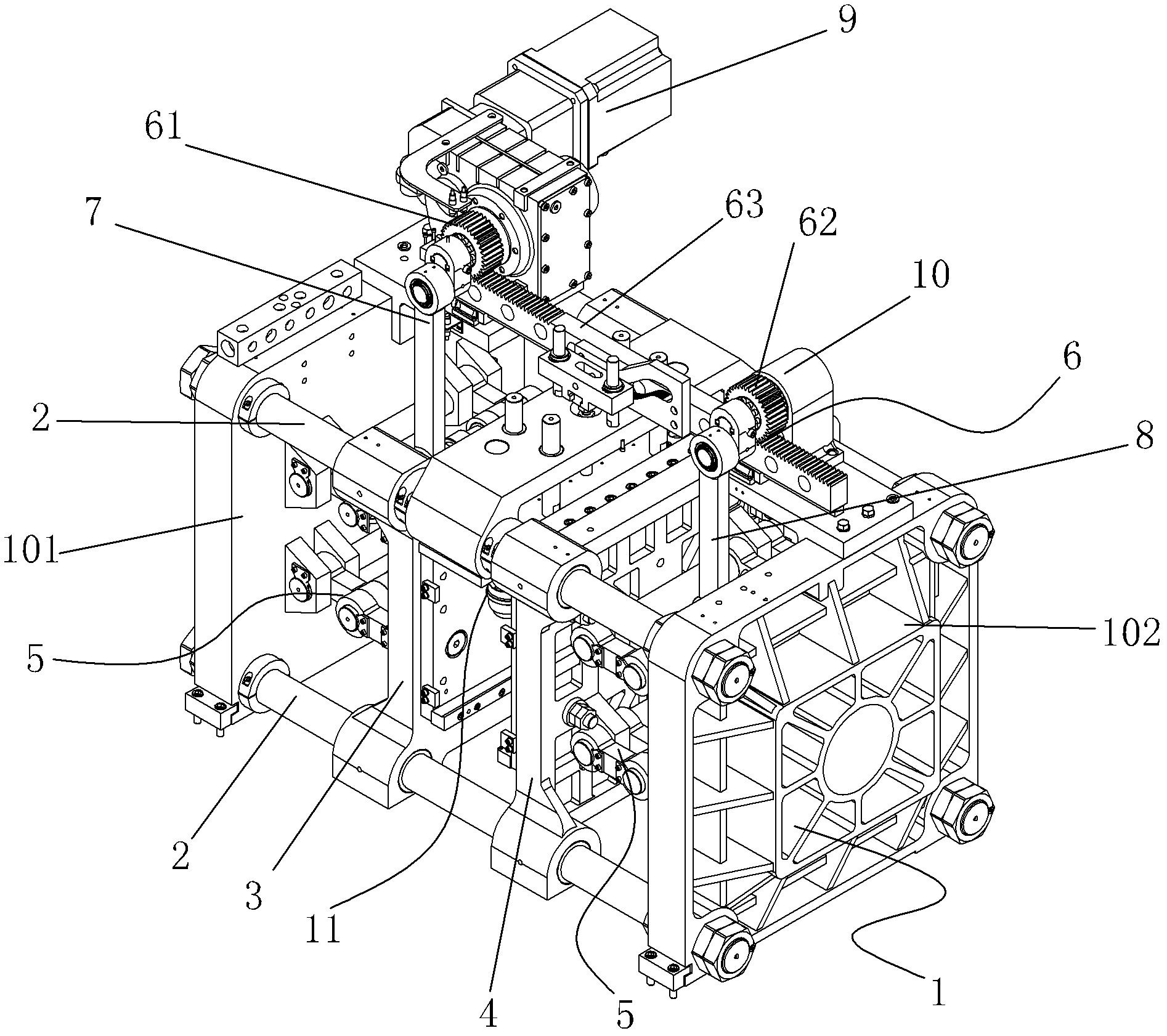 Mold opening and closing mechanism of blow molding machine