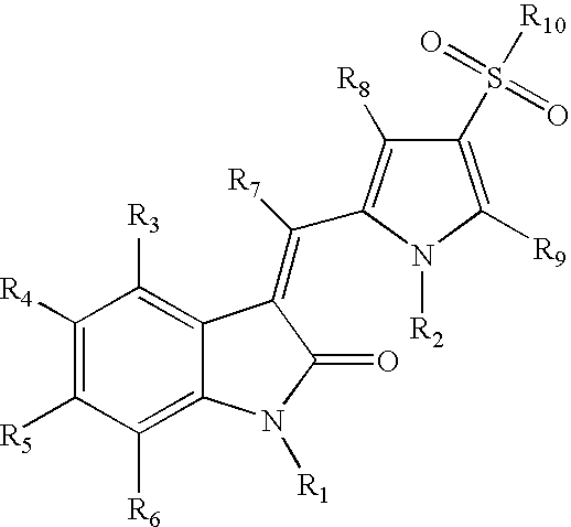 Sulfonylated pyrrole-2-indolinone derivatives as kinase inhibitors