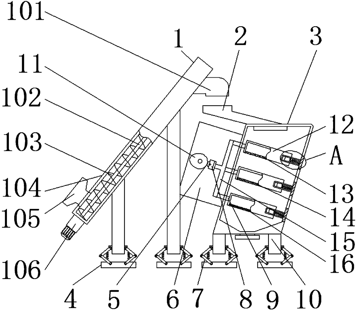 Sandy soil screening device for building construction