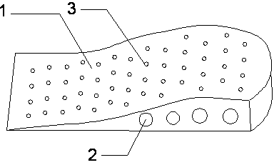 Increasing insole with massage convex points