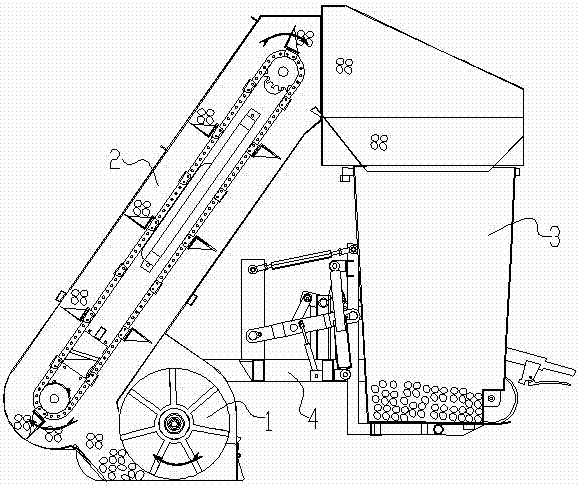 Garbage bin lifting system for sweeper