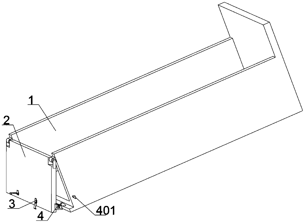 Self-dumping truck large-cargo compartment backdoor anti-swing jump-stopping device