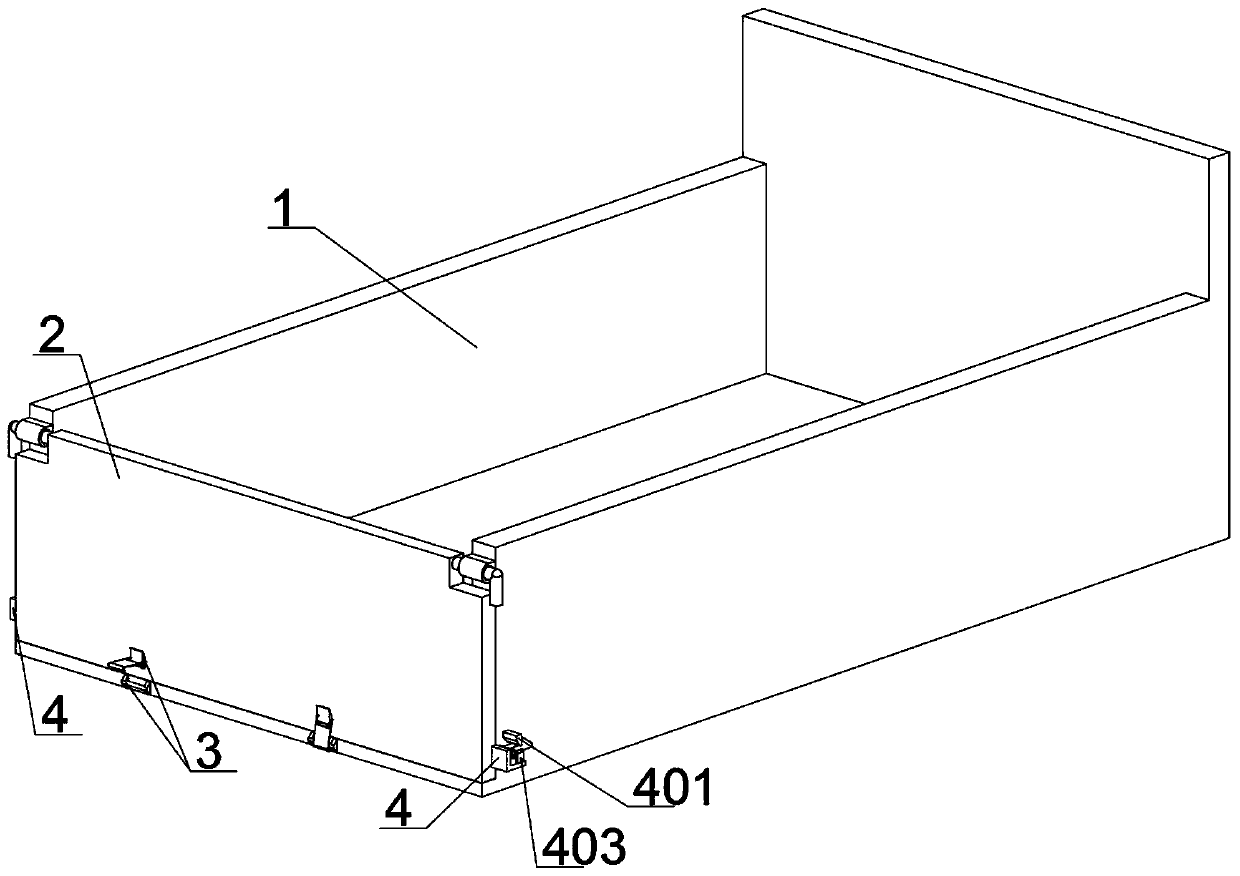 Self-dumping truck large-cargo compartment backdoor anti-swing jump-stopping device