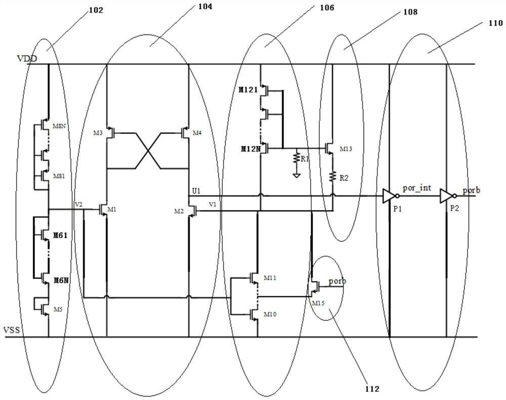 Power-on reset circuit with low power consumption, small area and high precision