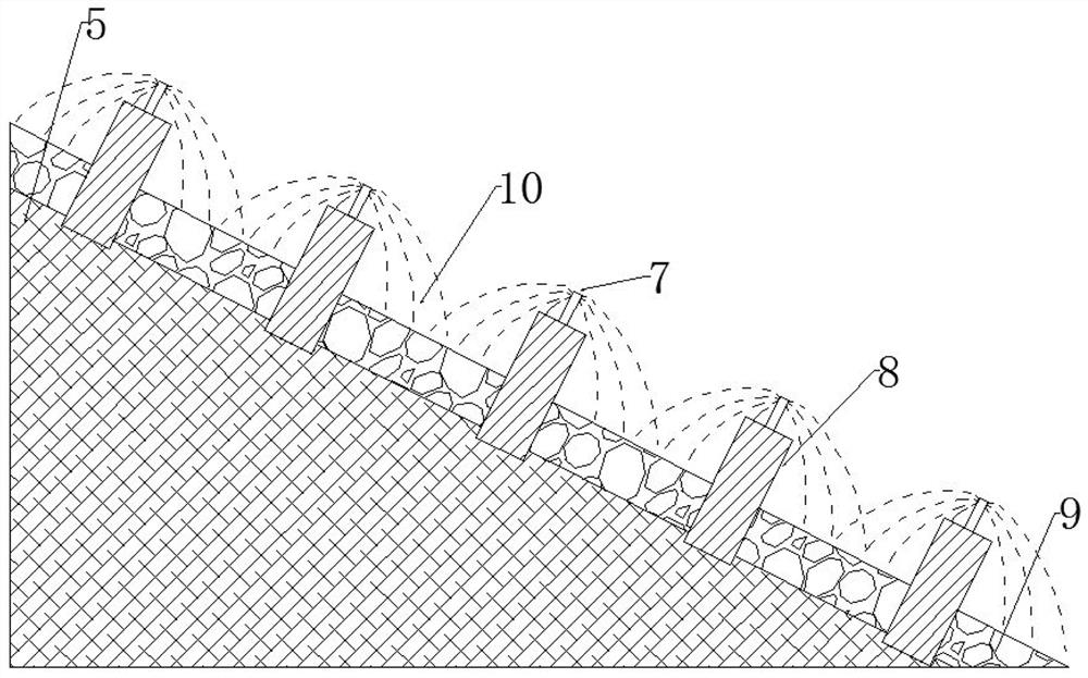 Sprinkling irrigation system capable of increasing irrigation coverage rate of gridiron beam slopes, and use method of sprinkling irrigation system