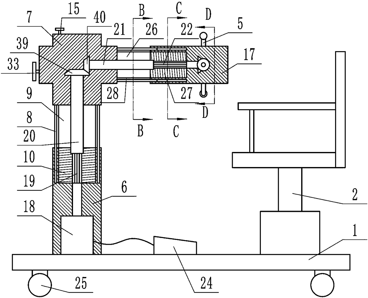 Training device for rehabilitation of department of thoracic surgery