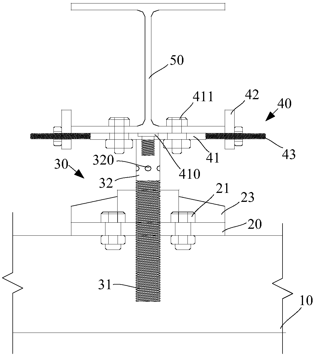 Displacement adjusting device for H-shaped steel support and construction method thereof