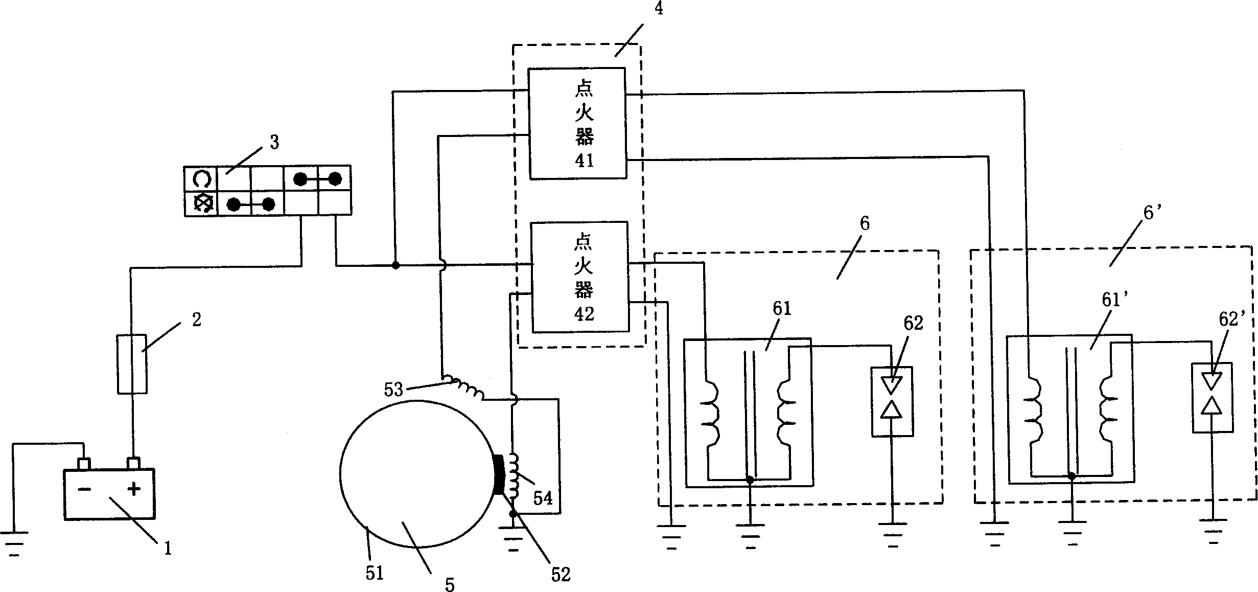 V-double cylinder magnetic motor and igniting system using it