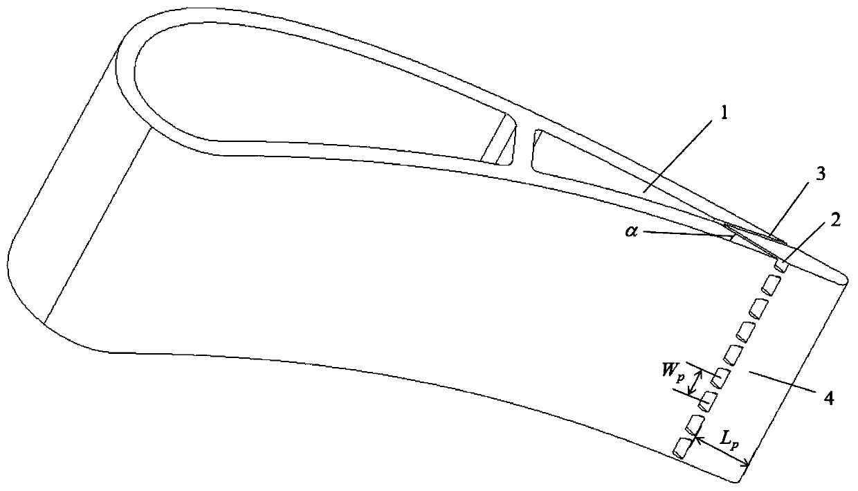 Turbine blade trailing edge cooling structure