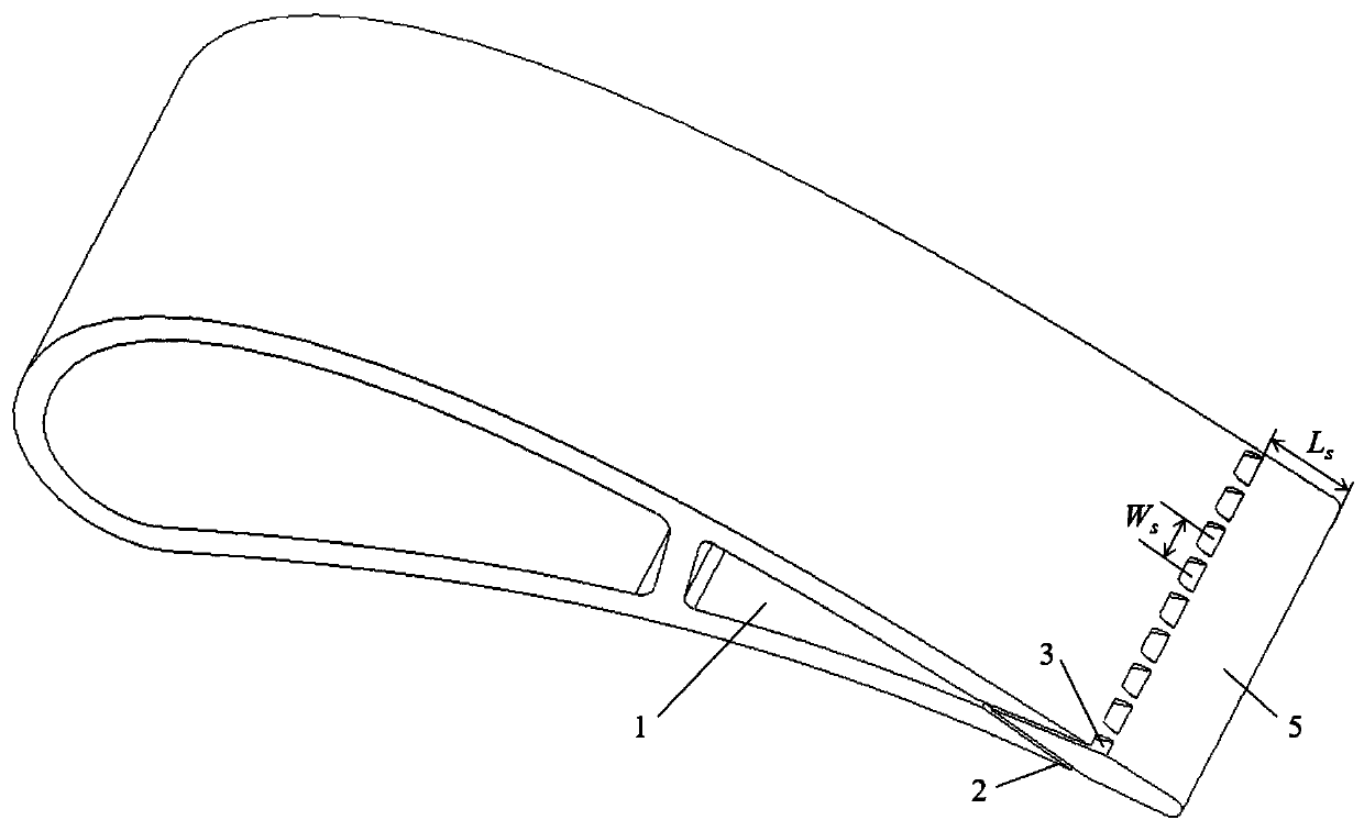 Turbine blade trailing edge cooling structure