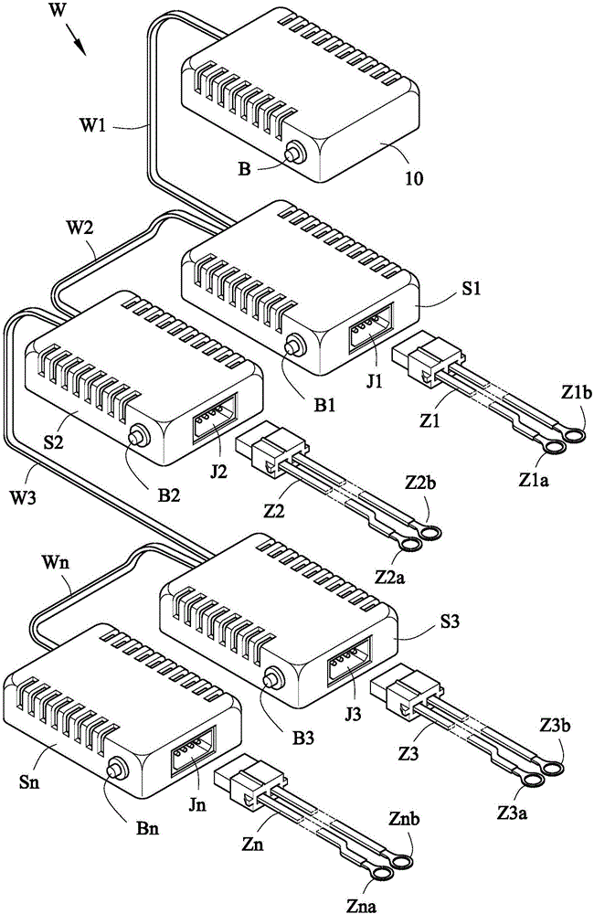 Battery management system having capability for addressing and time-division communication