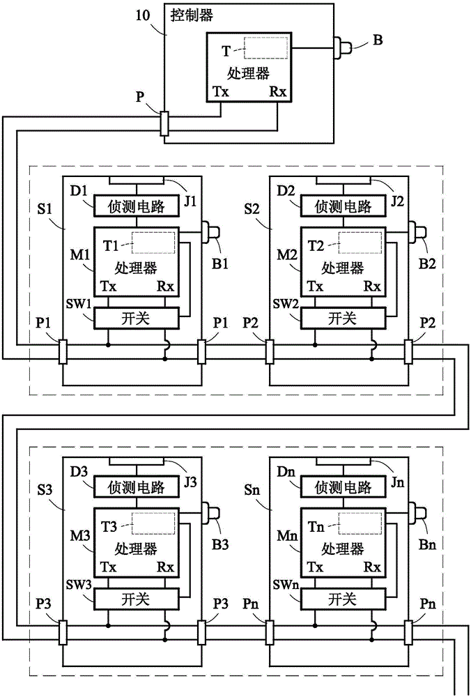 Battery management system having capability for addressing and time-division communication