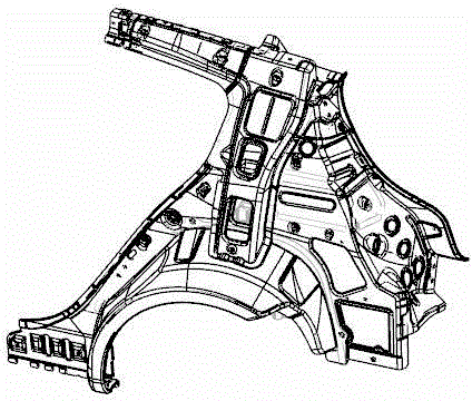 Gas spring mounting reinforcement plate structure and method for assembling gas spring mounting reinforcement plate