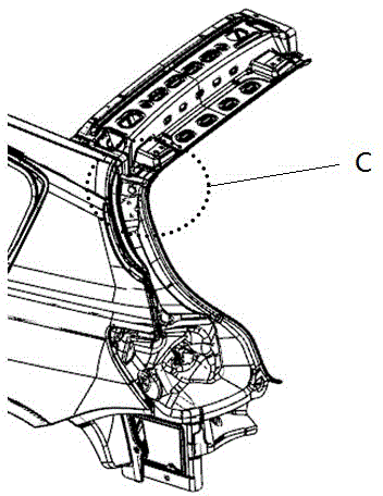 Gas spring mounting reinforcement plate structure and method for assembling gas spring mounting reinforcement plate