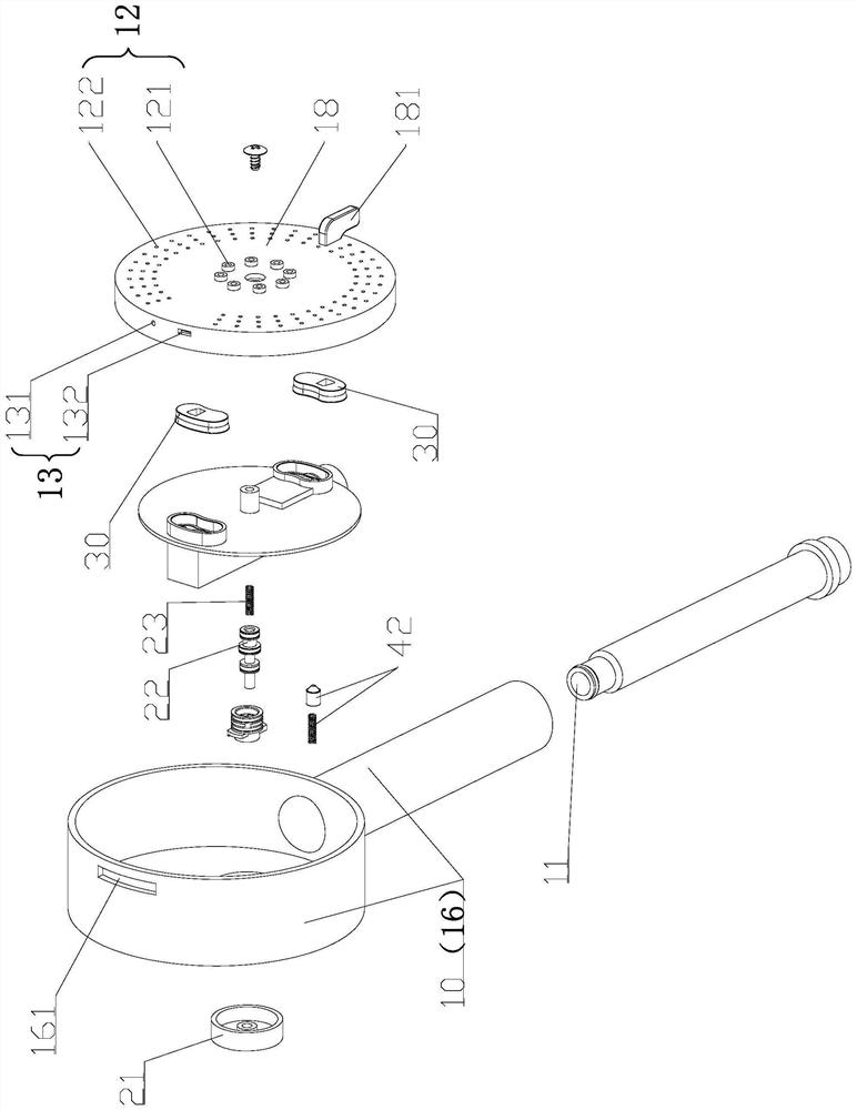 Shower head with spray gun water discharge