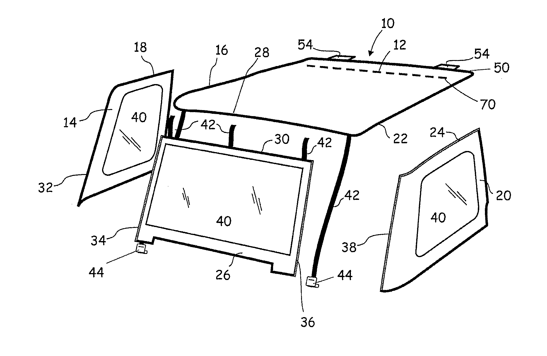 Frameless convertible top