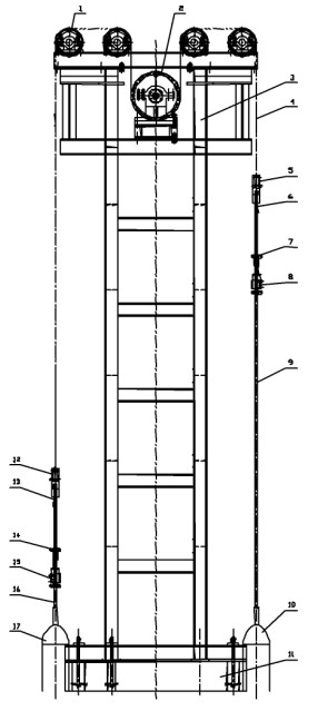 Single-derrick tower-type twin-well pumping unit