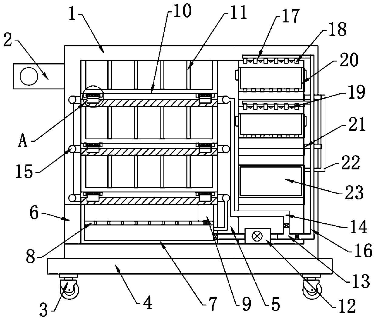 Novel loading and transferring combined cooling vehicle for disinfection supply center