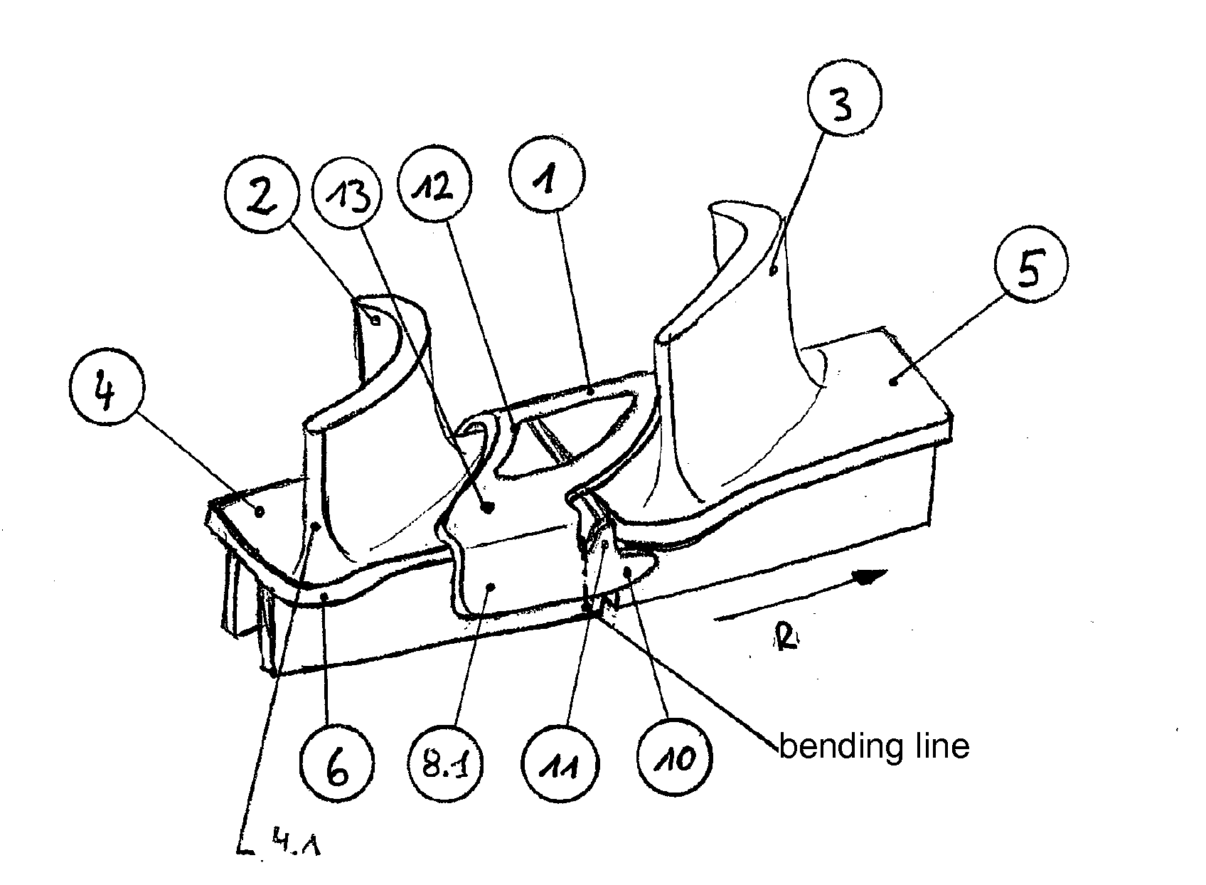 Balancing body for a continuous blade arrangement