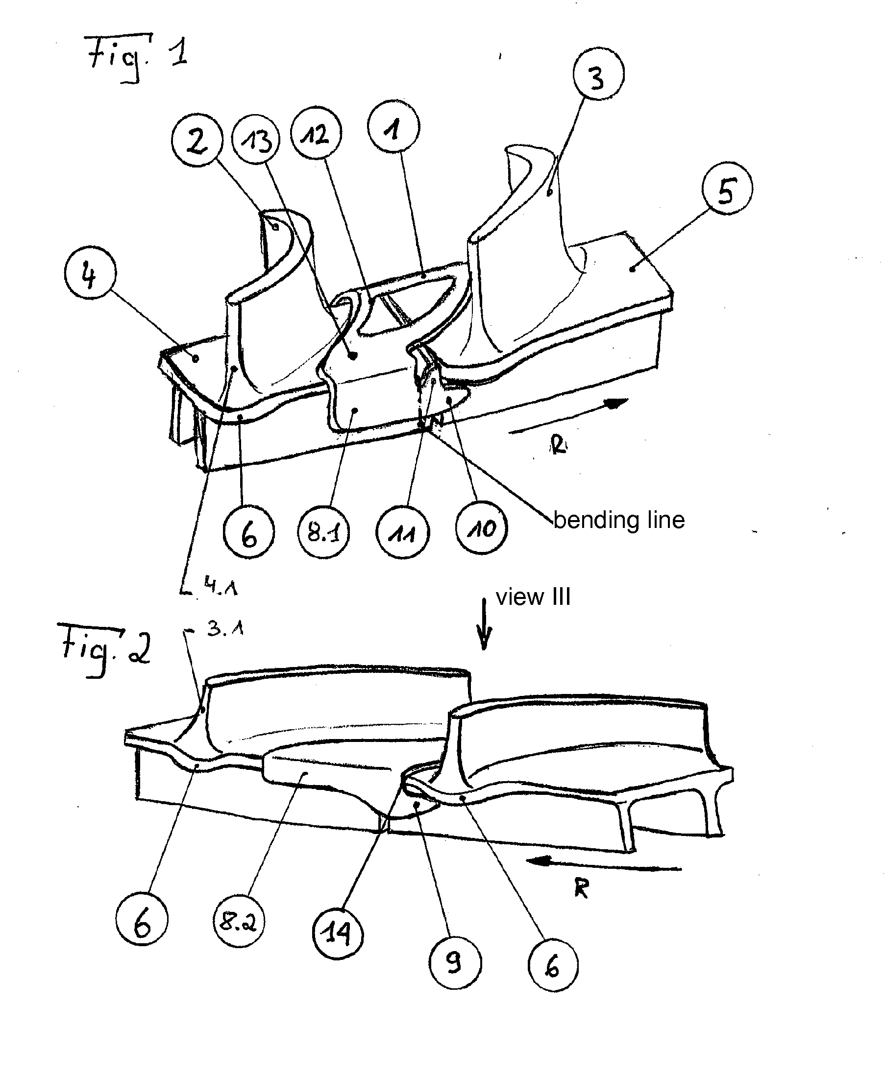 Balancing body for a continuous blade arrangement