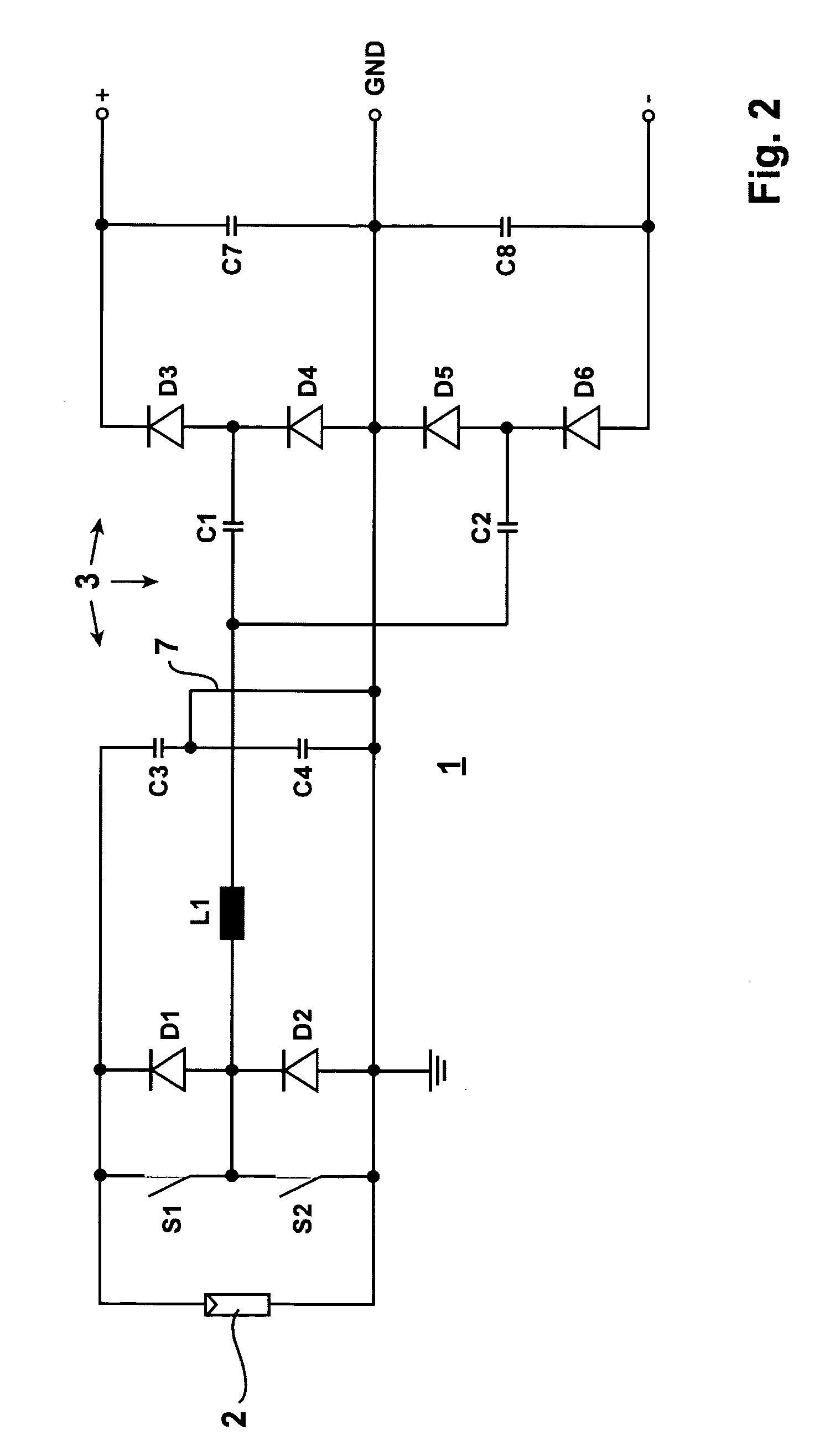 Inverter for grounded direct current source, more specifically for a photovoltaic generator