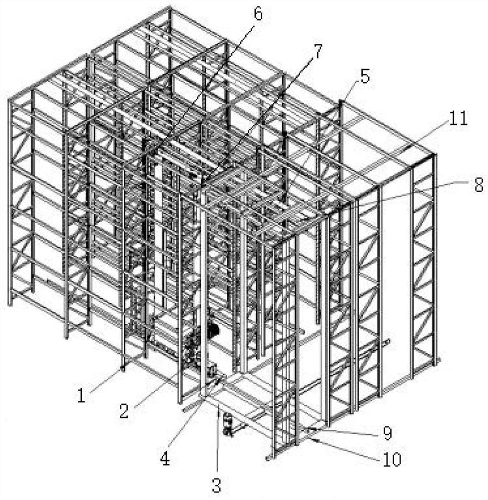 Novel transplanting type roadway stacker rail changing system