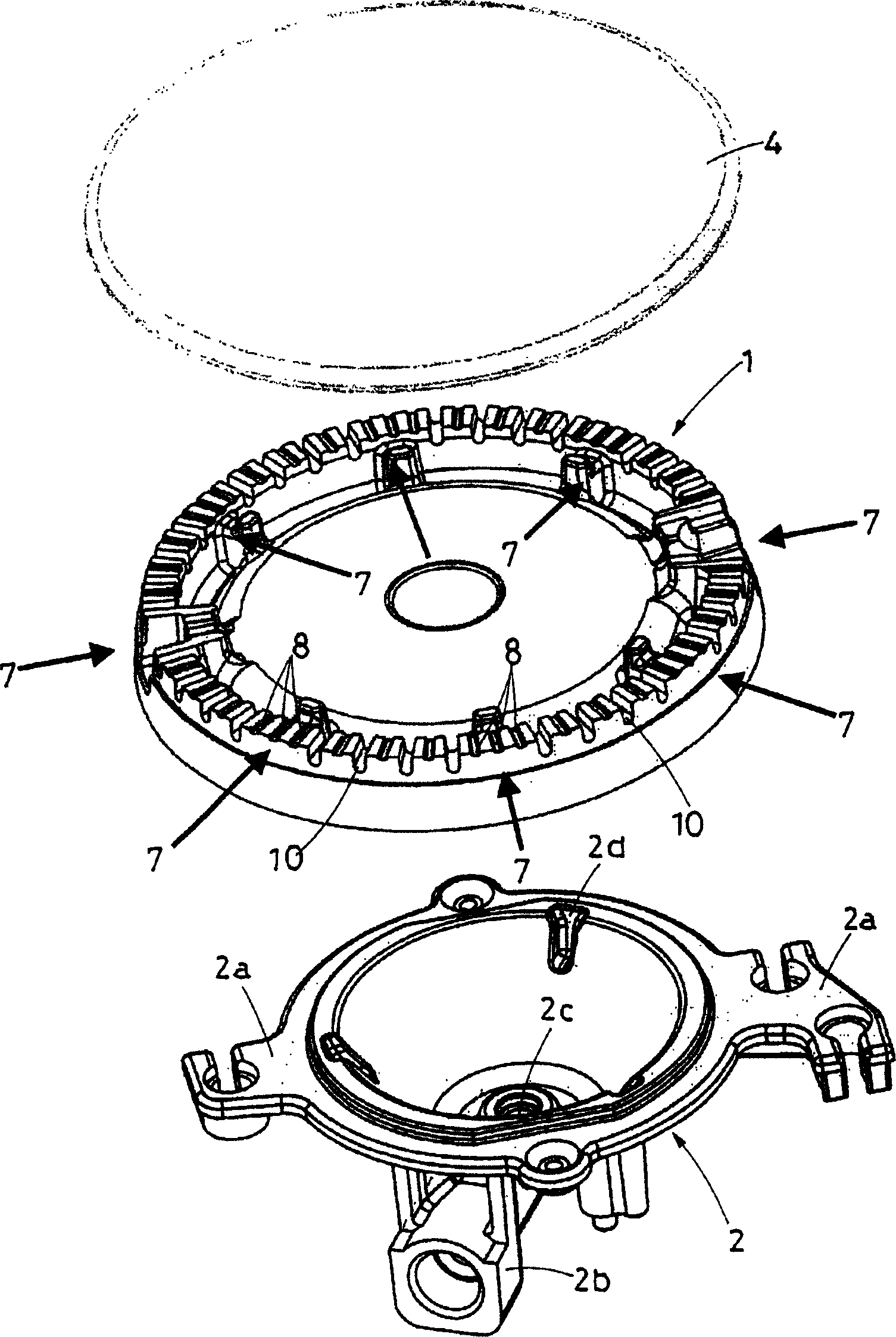 Gas burner crown for kitchen hobs