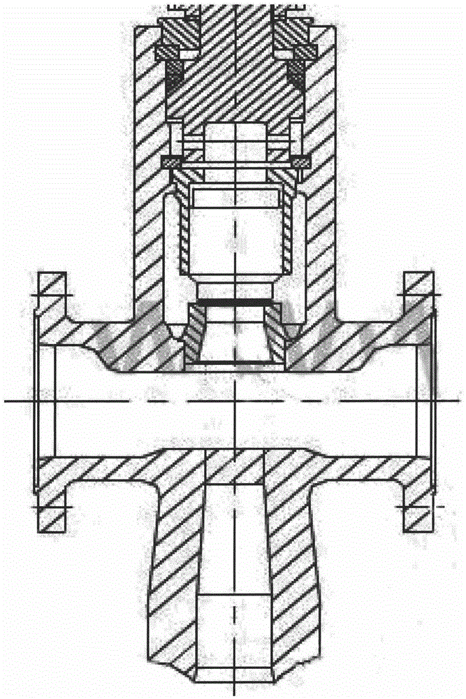 Side exhaust electromagnetic relief valve weldforged valve body structure