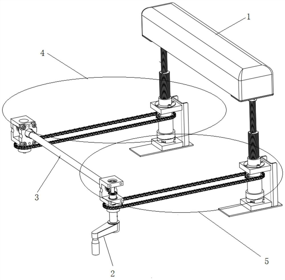 Lead screw waist bridge jacking linkage device