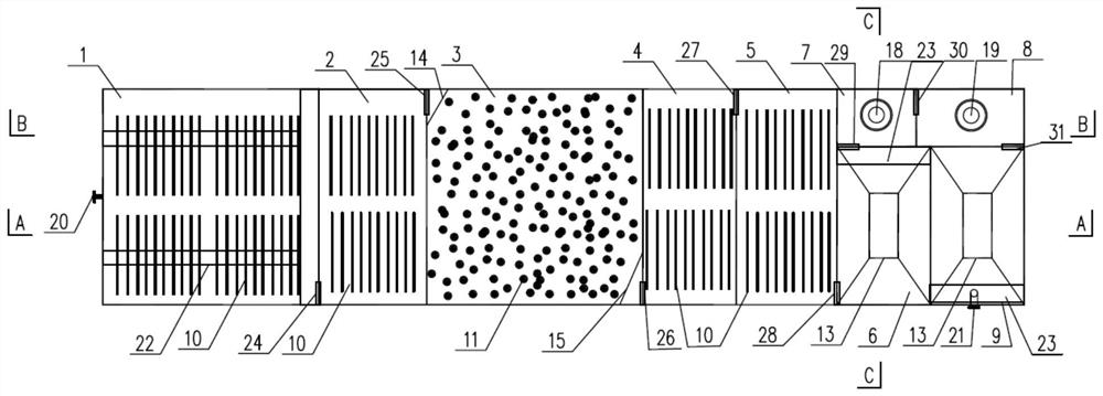 Highway service area sewage treatment device and treatment method thereof